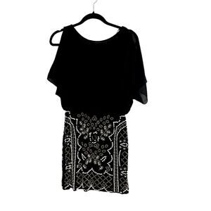 Xscape Black Mini Dress Beaded Skirt